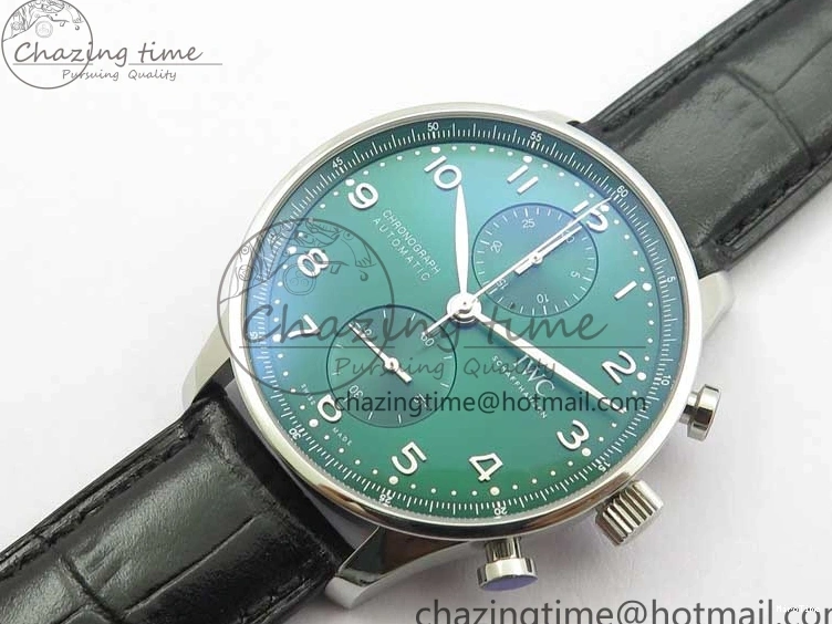 MIROTIME 0520 Elegant Portuguese IW371615 ZF 1:1 Best Edition SS Green Dial on Black Leather Strap A96355 V 7081